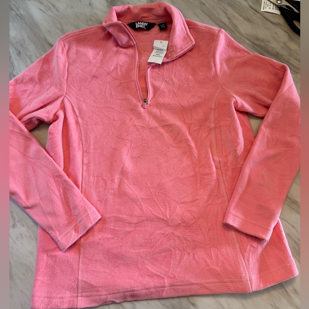 New with tag Lands' End Pink Polo Collar Sweatshirt